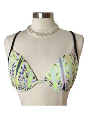 Victorias Secret 34DD Swim Bikini Top Push Up Geometric Vibrant 2 Way Straps